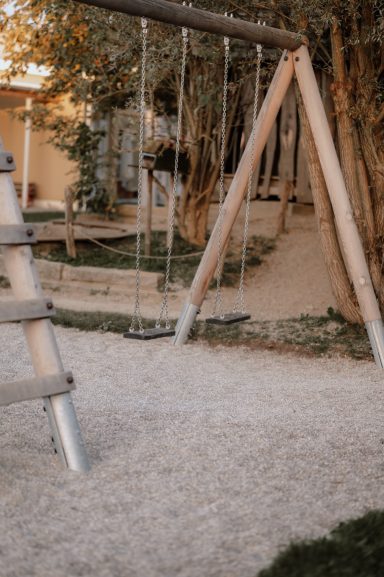 Teil des Sandkastens (Garten im Kindergarten)